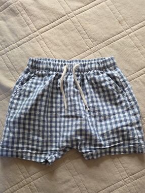 GAP Blue and White Gingham Drawstring Shorts